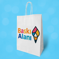 Baskılı Beyaz Kraft Burgu Saplı Virgin Çanta 18x9x24