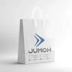 Baskılı Beyaz Kraft Flat Saplı Virgin Çanta 32x21x26