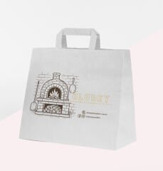 Baskılı Beyaz Kraft Flat Saplı Virgin Çanta 32x21x33