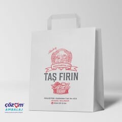 Baskılı Beyaz Kraft Flat Saplı Virgin Çanta 22x12x28