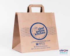 Baskılı Kahverengi Kraft Flat Saplı Virgin Çanta 32x21x33