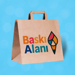 Baskılı Kahverengi Kraft Flat Saplı Virgin Çanta 30x18x29