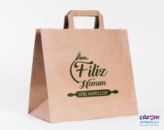 Baskılı Kahverengi Kraft Flat Saplı Virgin Çanta 30x18x29
