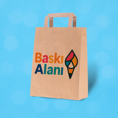 Baskılı Kahverengi Kraft Flat Saplı Virgin Çanta 22x12x28