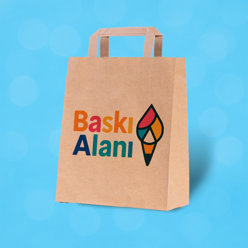 Baskılı Kahverengi Kraft Flat Saplı Virgin Çanta 26x14x30