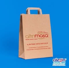Baskılı Kahverengi Kraft Flat Saplı Virgin Çanta 20x10x27