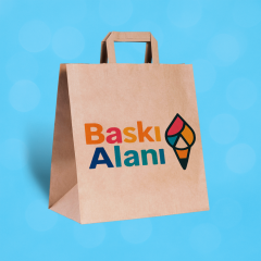 Baskılı Kahverengi Kraft Flat Saplı Virgin Çanta 27x17x30