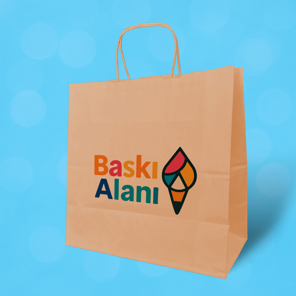 Baskılı Kahverengi Kraft Burgu Saplı Virgin Çanta 32x20x32