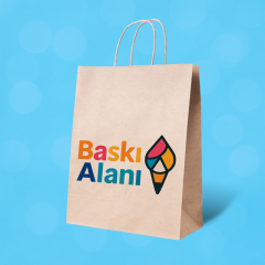 Baskılı Kahverengi Kraft Burgu Saplı Virgin Çanta 20x10x28