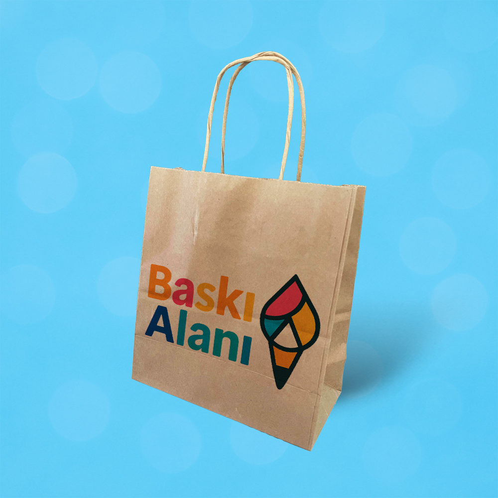 Baskılı Kahverengi Kraft Burgu Saplı Virgin Çanta 20x10x22