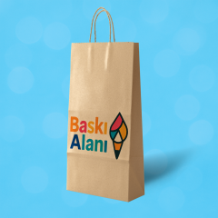 Baskılı Kahverengi Kraft Burgu Saplı Virgin Çanta 16x10x32