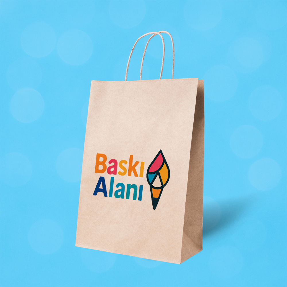 Baskılı Kahverengi Kraft Burgu Saplı Virgin Çanta 18x8x23