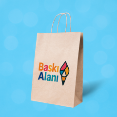 Baskılı Kahverengi Kraft Burgu Saplı Virgin Çanta 18x8x23