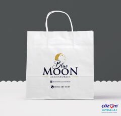 Baskılı Beyaz Kraft Burgu Saplı Virgin Çanta 31x21x33