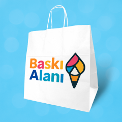 Baskılı Beyaz Kraft Burgu Saplı Virgin Çanta 28x17x29