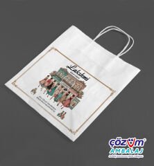 Baskılı Beyaz Kraft Burgu Saplı Virgin Çanta 28x17x29