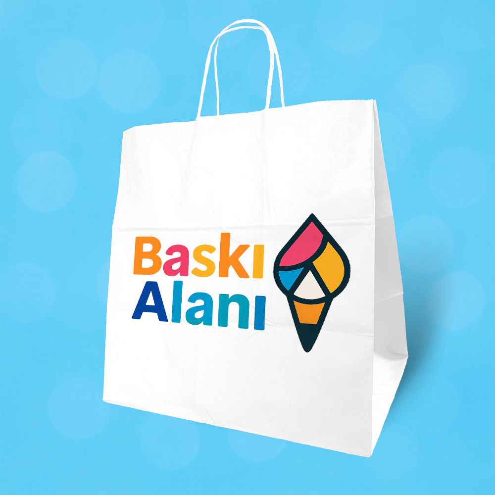 Baskılı Beyaz Kraft Burgu Saplı Virgin Çanta 32x22x35
