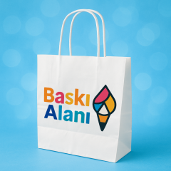 Baskılı Beyaz Kraft Burgu Saplı Virgin Çanta 20x10x22
