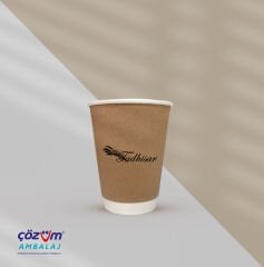 Baskılı 12 Oz Double Wall Kraft Bardak 500 lü Koli