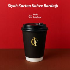 Baskılı 8 Oz Double Wall Siyah Karton Bardak 500 lü Koli