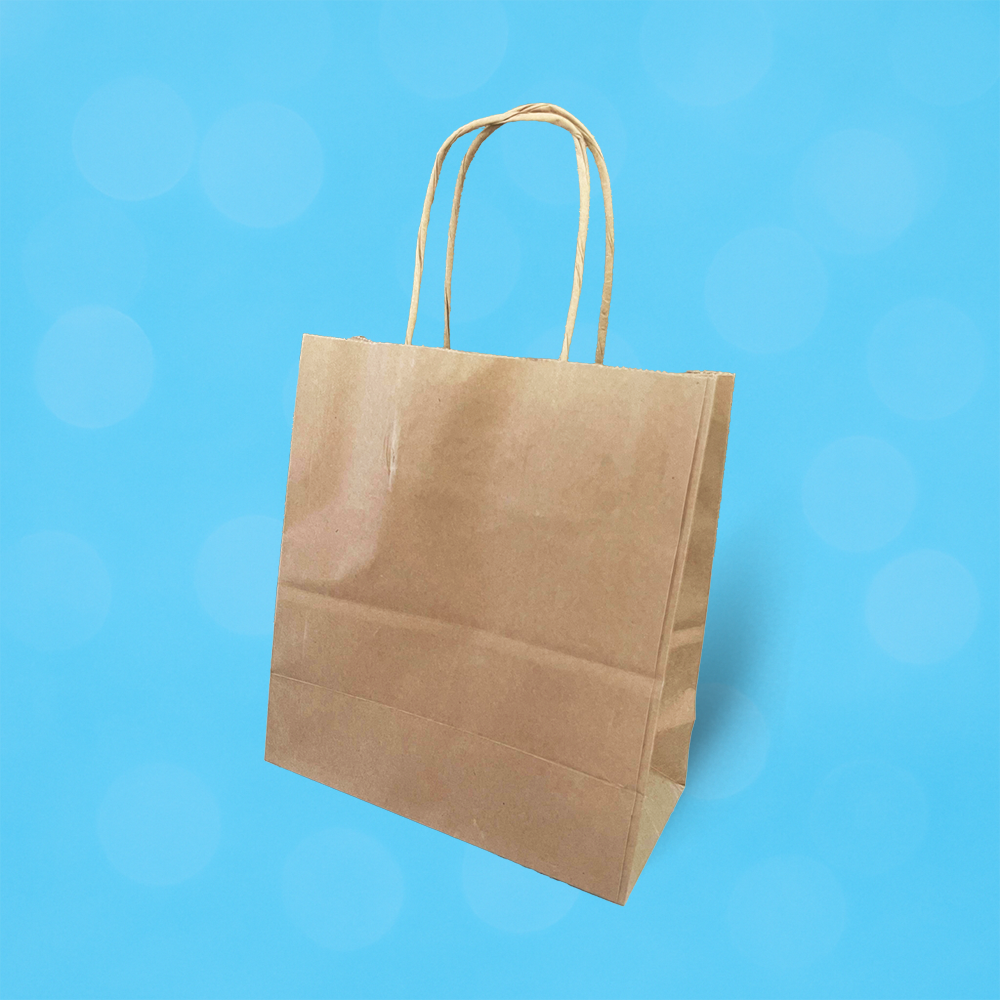 Kahverengi Kraft Burgu Saplı Virgin Çanta 20x10x22