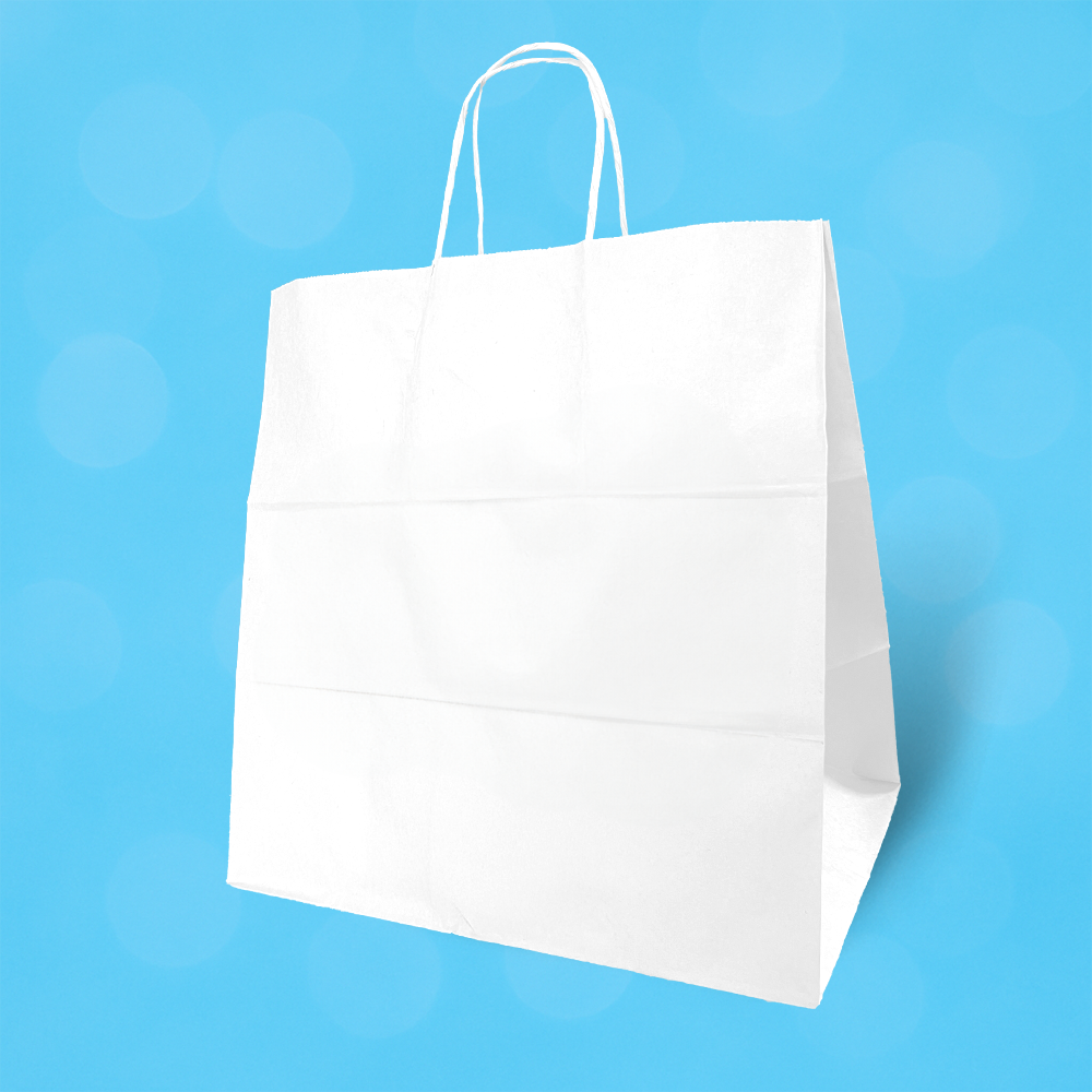 Beyaz Kraft Burgu Saplı Virgin Çanta 32x22x35
