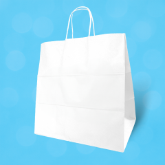 Beyaz Kraft Burgu Saplı Virgin Çanta 32x22x35