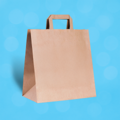 Kahverengi Kraft Flat Saplı Recycle Çanta 26x14x29
