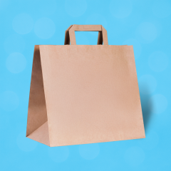Kahverengi Kraft Flat Saplı Recycle Çanta 28x17x29