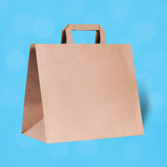 Kahverengi Kraft Flat Saplı Recycle Çanta 32x16x26