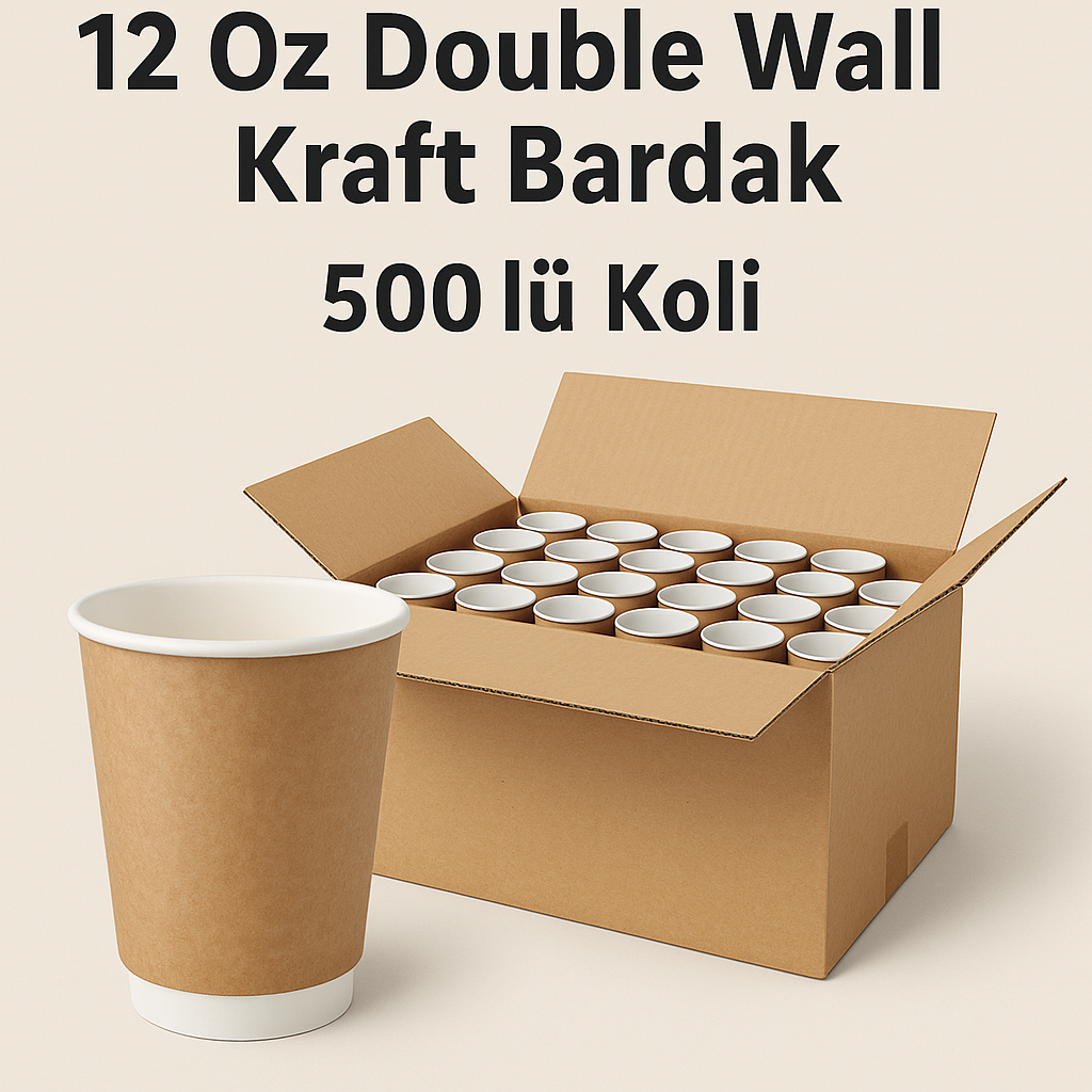 12 Oz Double Wall Kraft Bardak 500 lü Koli 1 Koli 500 Adet