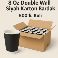 8 Oz Double Wall Siyah Karton Bardak 500 lü Koli